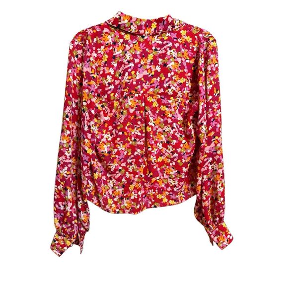 Sanctuary New Day Printed Shirt Floral Pattern Sz S Red Pink - Picture 8 of 10
